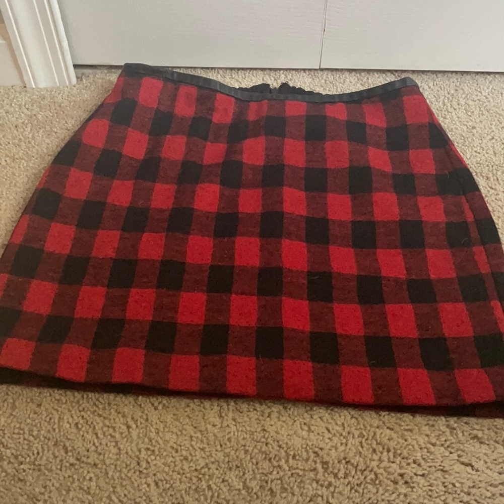 Red and black madewell mini fleece skirt